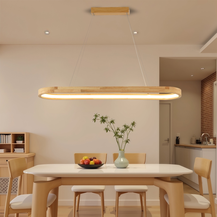 Brilagi - Lampada a sospensione con cavo UMEA WOOD LED/40W/230V 90x22 cm legno