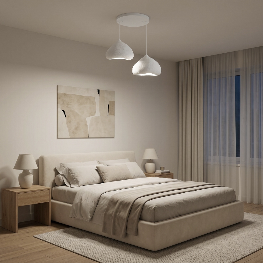 Brilagi - Lampada a sospensione con cavo WABI SABI 2xE27/40W/230V Ø 45 cm, bianco