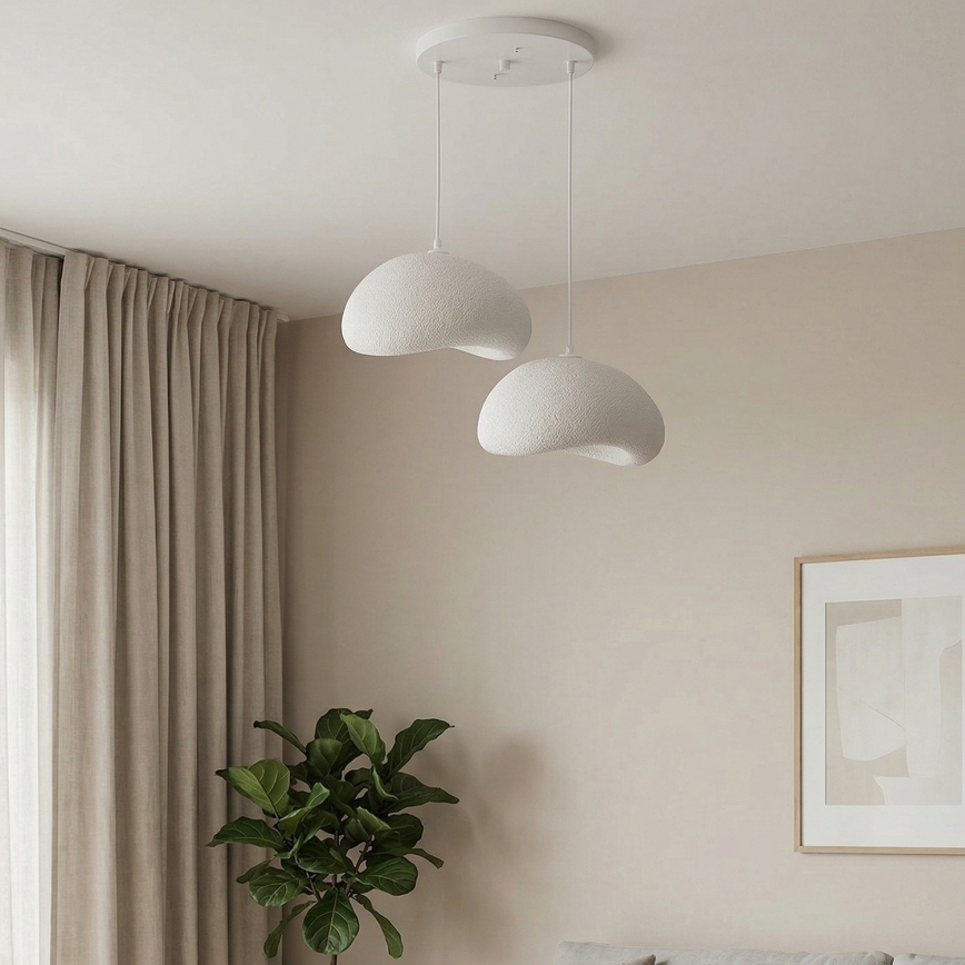 Brilagi - Lampada a sospensione con cavo WABI SABI, 2xE27/40W/230V, Ø 60 cm, bianco