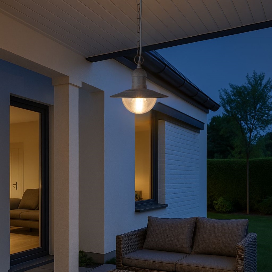 Brilagi - Lampada a sospensione da esterno MOLDE 1xE27/60W IP44 bianco/patina