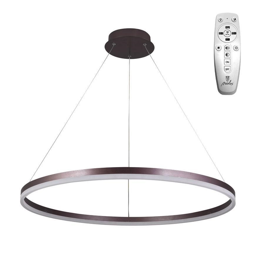 Brilagi - Lampadario LED dimmerabile a sospensione su cavo CIRCLE LED/55W/230V 3000-6500K Ø 80 cm marrone + telecomando