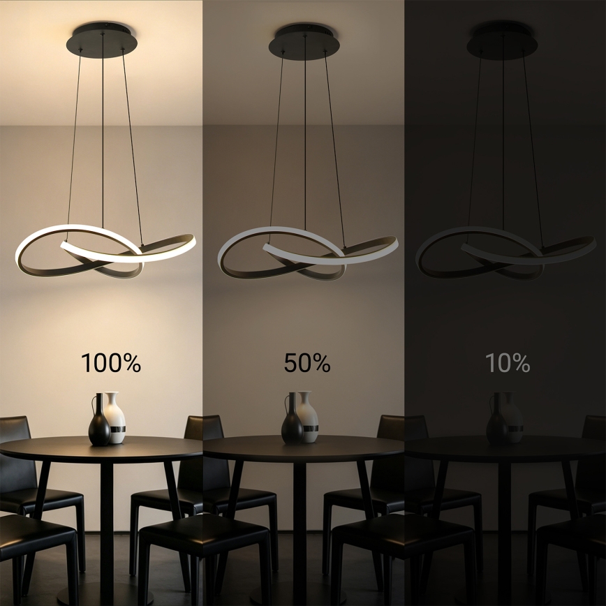 Brilagi - Lampadario LED dimmerabile su cavo INFINITY LED/55W/230V 3000-6000K 50x50 cm nero + telecomando