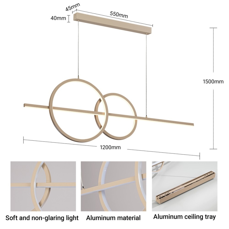 BRILAGI - Lampadario LED dimmerabile su cavo SIGNATURE LED/53W/230V 3000-6000K 120 cm beige+ telecomando
