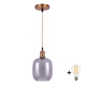 BRILAGI - Lampada a sospensione LED a cavo RETRO GLASS 1xE27/60W/230V Ø 14 cm oro/grigio fumé