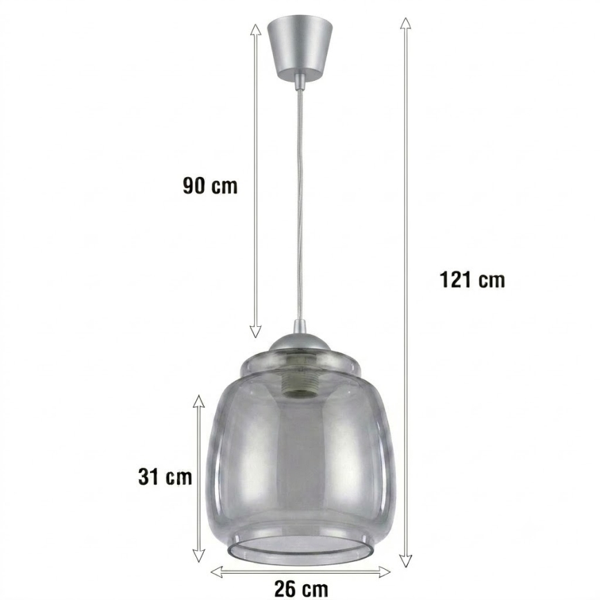 Brilagi - Lampadario LED a sospensione con cavo RETRO GLASS 1xE27/60W/230V Ø 26 cm argento/fumé