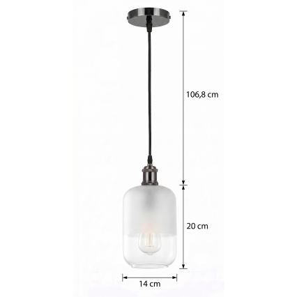 BRILAGI - Lampada a sospensione LED con cavo RETRO GLASS 1xE27/60W/230V Ø 14 cm nero/bianco