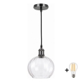 BRILAGI - Lampada a sospensione LED con cavo RETRO GLASS 1xE27/60W/230V Ø 25 cm nero/trasparente