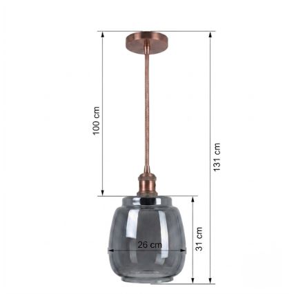 Brilagi - Lampadario LED a cavo RETRO GLASS 1xE27/60W/230V Ø 26 cm bianco/grigio fumé