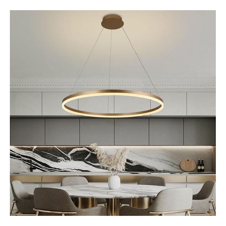 Brilagi - Lampadario LED dimmerabile a sospensione con cavo CIRCLE LED/55W/230V 3000-6500K Ø 80 cm finitura oro + telecomando