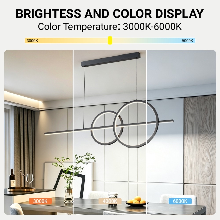 BRILAGI - LED Lampada a sospensione dimmerabile SIGNATURE LED/53W/230V 3000-6000K 120 cm nero + telecomando