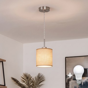 Brilagi - Lampada a sospensione LED NUBILA su cavo 1xE27/60W/230V Ø 14 cm marrone chiaro
