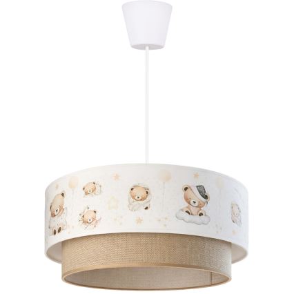 Brilagi - Lampadario LED per bambini sospeso su cavo BOBO 1xE27/60W/230V Ø 40 cm bianco/beige/orsetti