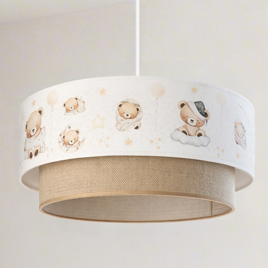 Brilagi - Lampadario LED per bambini sospeso su cavo BOBO 1xE27/60W/230V Ø 40 cm bianco/beige/orsetti