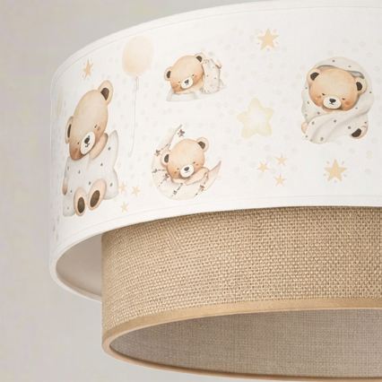 Brilagi - Lampadario LED per bambini sospeso su cavo BOBO 1xE27/60W/230V Ø 40 cm bianco/beige/orsetti