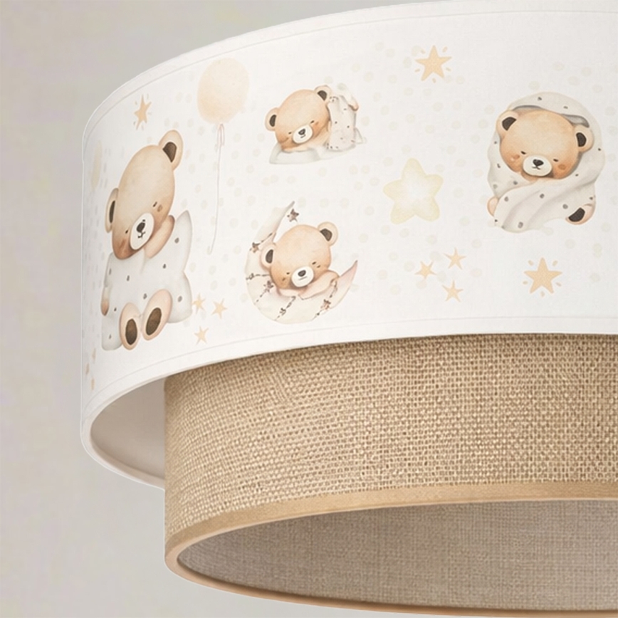 Brilagi - Lampadario LED per bambini sospeso su cavo BOBO 1xE27/60W/230V Ø 40 cm bianco/beige/orsetti