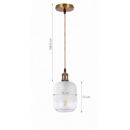 BRILAGI - Lampada a sospensione LED su cavo RETRO GLASS 1xE27/60W/230V Ø 14 cm oro/bianco