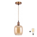BRILAGI - Lampada a sospensione LED su cavo RETRO GLASS 1xE27/60W/230V Ø 14 cm oro/marrone fumé
