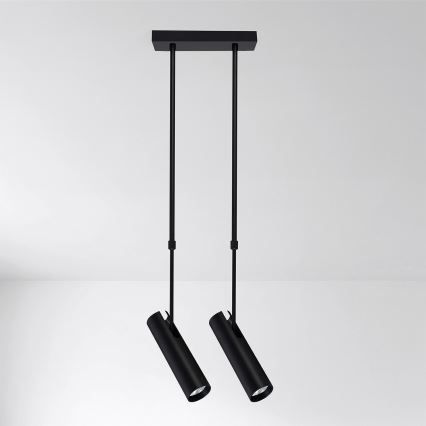 Brilagi - Lampada a sospensione su asta SELE 2xGU10/30W/230V nera