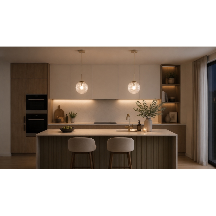 Brilagi - Lampada a sospensione su cavo STELLA 1xE27/60W/230V Ø 15 cm beige/oro