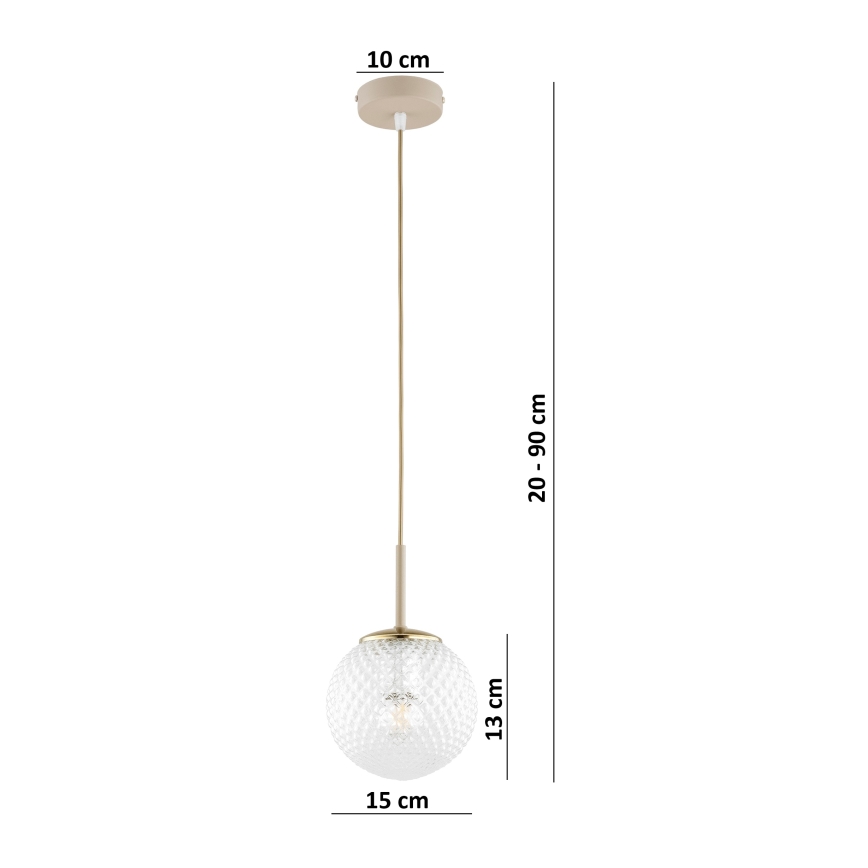 Brilagi - Lampada a sospensione su cavo STELLA 1xE27/60W/230V Ø 15 cm beige/oro