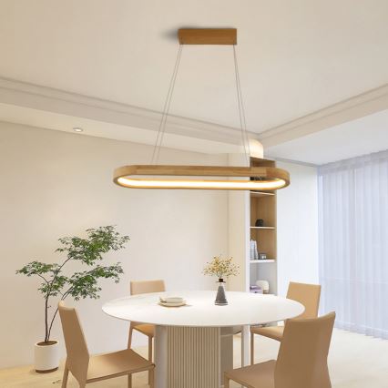 Brilagi - Lampada a sospensione su cavo UMEA WOOD LED/30W/230V 70x20 cm legno