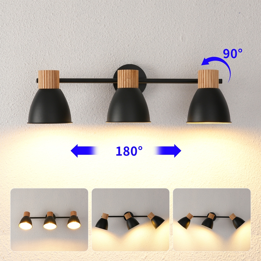 Brilagi - Lampada a spot ODENSE 3xE14/10W/230V legno/nero