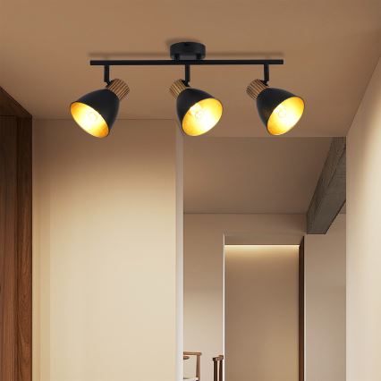 Brilagi - Lampada a spot ODENSE 3xE14/10W/230V legno/nero