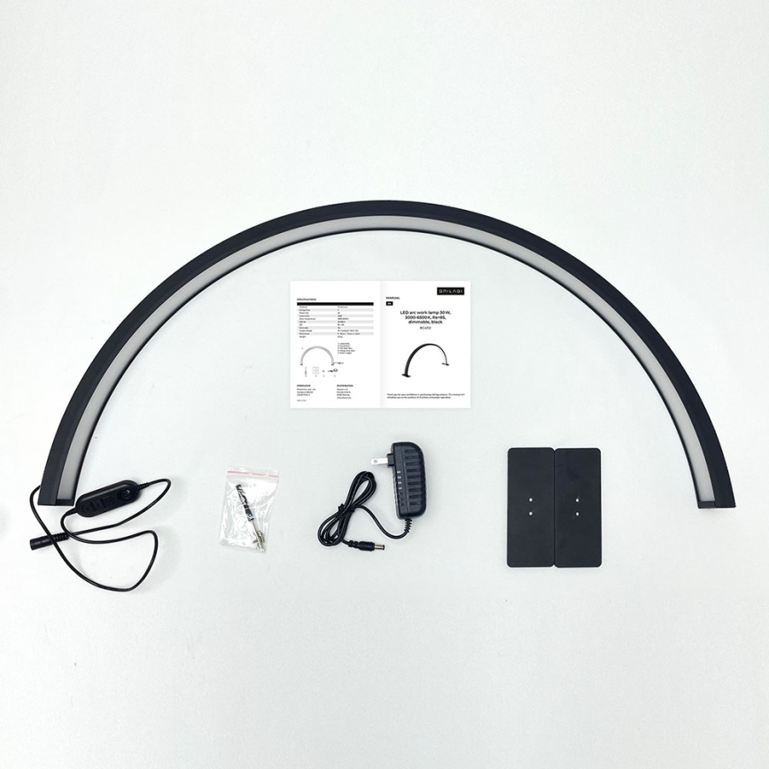 Brilagi - Lampada da tavolo ad arco LED dimmerabile RADIO LED/30W/24/230V 3000/4000/6500K nera