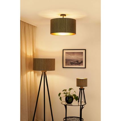 Brilagi - Lampada con piedistallo BOSTON ROLLER 1xE27/15W/230V paglia marrone/oro