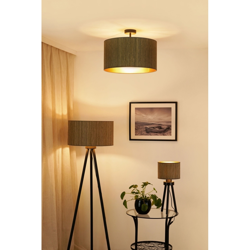 Brilagi - Lampada con piedistallo BOSTON ROLLER 1xE27/15W/230V paglia marrone/oro