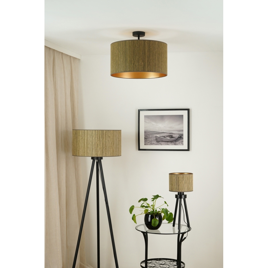 Brilagi - Lampada con piedistallo BOSTON ROLLER 1xE27/15W/230V paglia marrone/oro