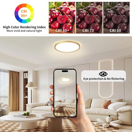 Brilagi - Plafoniera per bagno LED ULTRA SLIM 18W/230V Ø 30 cm dorata IP54