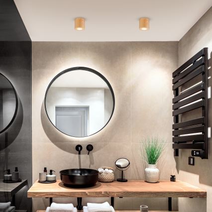 Brilagi - Plafoniera da bagno LED RGBW dimmerabile MIA 1xGU10/30W/230V 3000K Wi-Fi 84x80 mm finitura rovere IP44