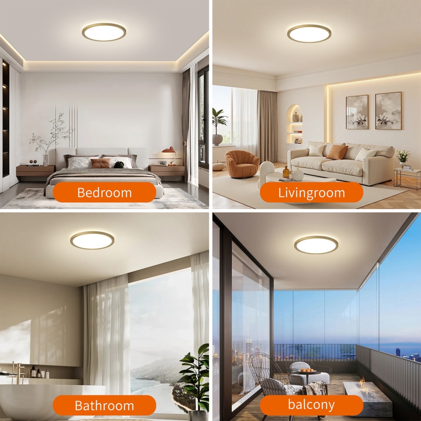 Brilagi - Plafoniera da bagno LED ULTRA SLIM LED/12W/230V Ø 22,5 cm dorata IP54