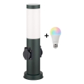 Brilagi - Lampada da esterno LED RGBW dimmerabile con 2 prese, attacco E27 1x/15W/230V, 2700-6500K, IP44, 40 cm, antracite