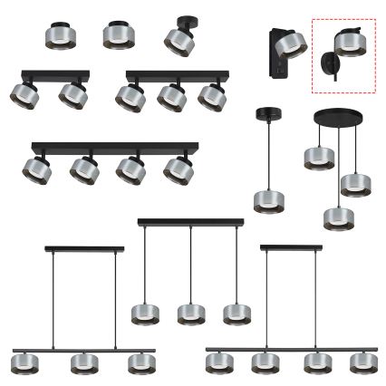 Brilagi - Lampada da parete AURA LUX 1xGX53/30W/230V nero/fumé