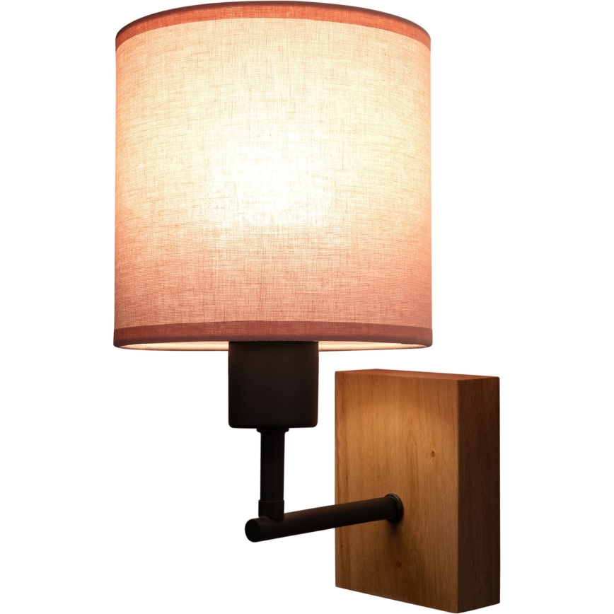 Brilagi - Lampada da parete per bambini BOBO WOOD 1xE27/25W/230V rovere/nero/rosa