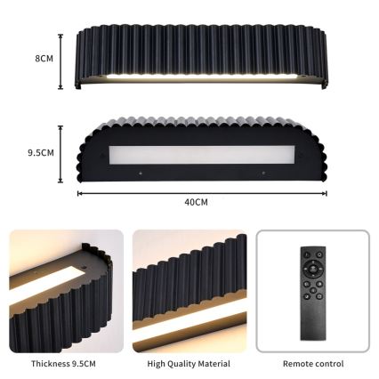 Brilagi - Applique dimmerabile a LED FALCON MODERN LED/14W/230V 3000-6000K 40 cm nera + telecomando