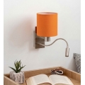 Brilagi - Lampada da parete flessibile a LED NUBILA 1xE27/25W/230V + LED/3W cromo opaco/arancione