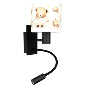Brilagi - Lampada da parete flessibile LED per bambini BOBO 1xE27/25W/230V + LED/3W nero/bianco/orsetti