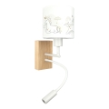Brilagi - Lampada da parete flessibile LED per bambini BOBO WOOD 1xE27/25W/230V + LED/3W rovere/bianco/unicorni