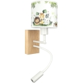 Brilagi - Lampada da parete flessibile LED per bambini BOBO WOOD 1xE27/25W/230V + LED/3W rovere/bianco/verde/giungla