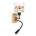 Brilagi - Lampada da parete flessibile LED per bambini BOBO WOOD 1xE27/25W/230V + LED/3W rovere/nero/bianco/rosa/fate