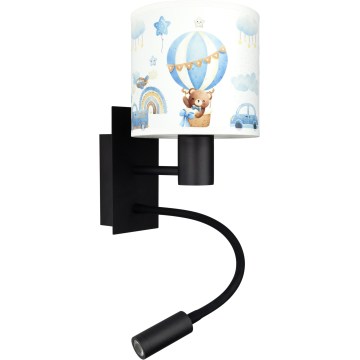 Brilagi - Lampada da parete flessibile per bambini LED BOBO 1xE27/25W/230V + LED/3W nero/bianco/blu/orsetti