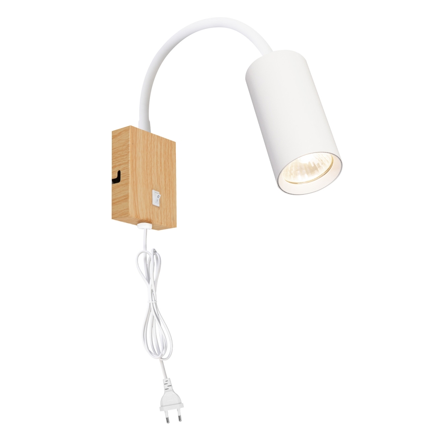 Brilagi - Lampada da parete flessibile con interruttore SELE 1xGU10/30W/230V bianco/decor rovere