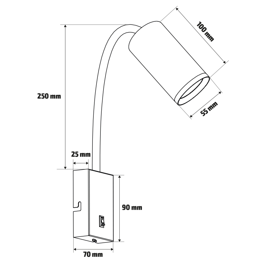 Brilagi - Lampada da parete flessibile con interruttore SELE 1xGU10/30W/230V bianco/decor rovere