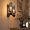 BRILAGI - Lampada da parete LED COTTAGE 2xE14/40W/230V faggio/grigio fumo