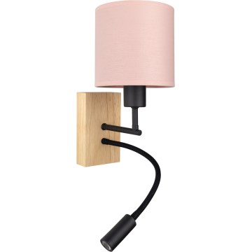 Brilagi - Lampada da parete LED flessibile BOBO WOOD 1xE27/25W/230V + LED/3W rovere/nero/rosa