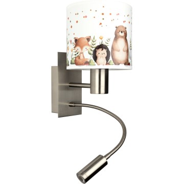 Brilagi - Lampada da parete LED flessibile per bambini BOBO 1xE27/25W/230V + LED/3W cromo opaco/bianco/con animaletti