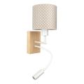 Brilagi - Lampada da parete LED flessibile per bambini BOBO WOOD 1xE27/25W/230V + LED/3W rovere/bianco/beige/a pois